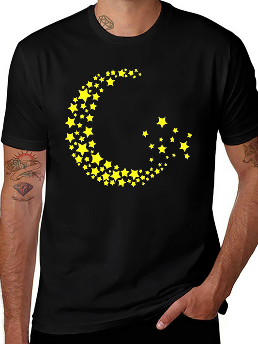 Crescent Moon Star Graphic Tee - Trendy Black T-Shirt