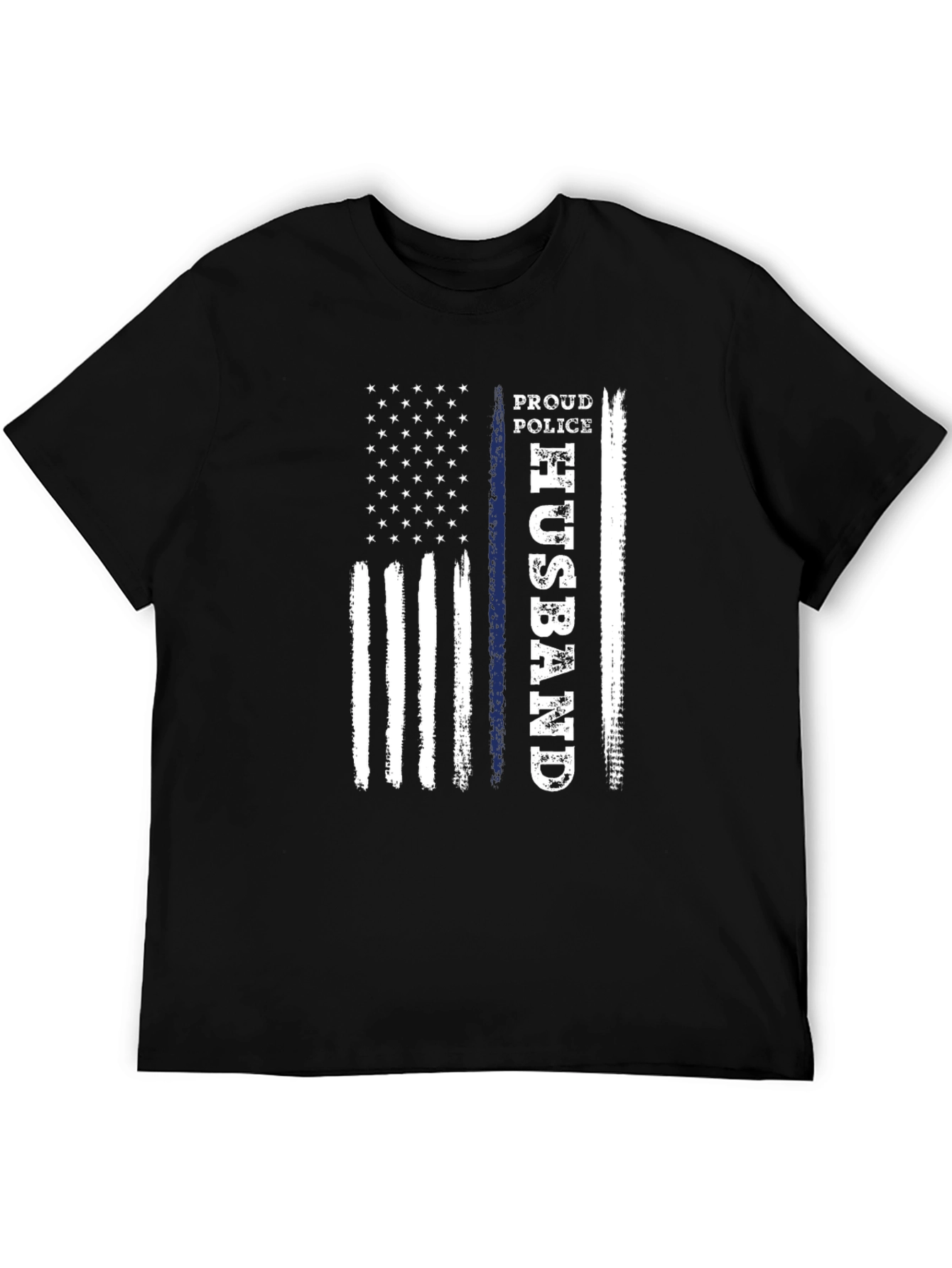 Proud Police Husband American Flag Graphic T-Shirt