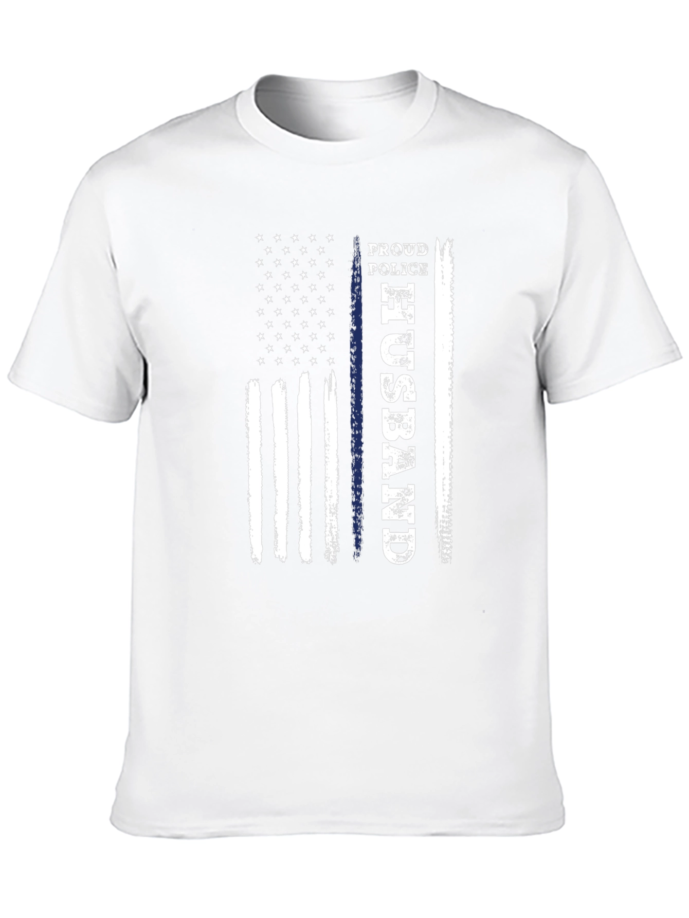 Proud Police Husband American Flag Graphic T-Shirt