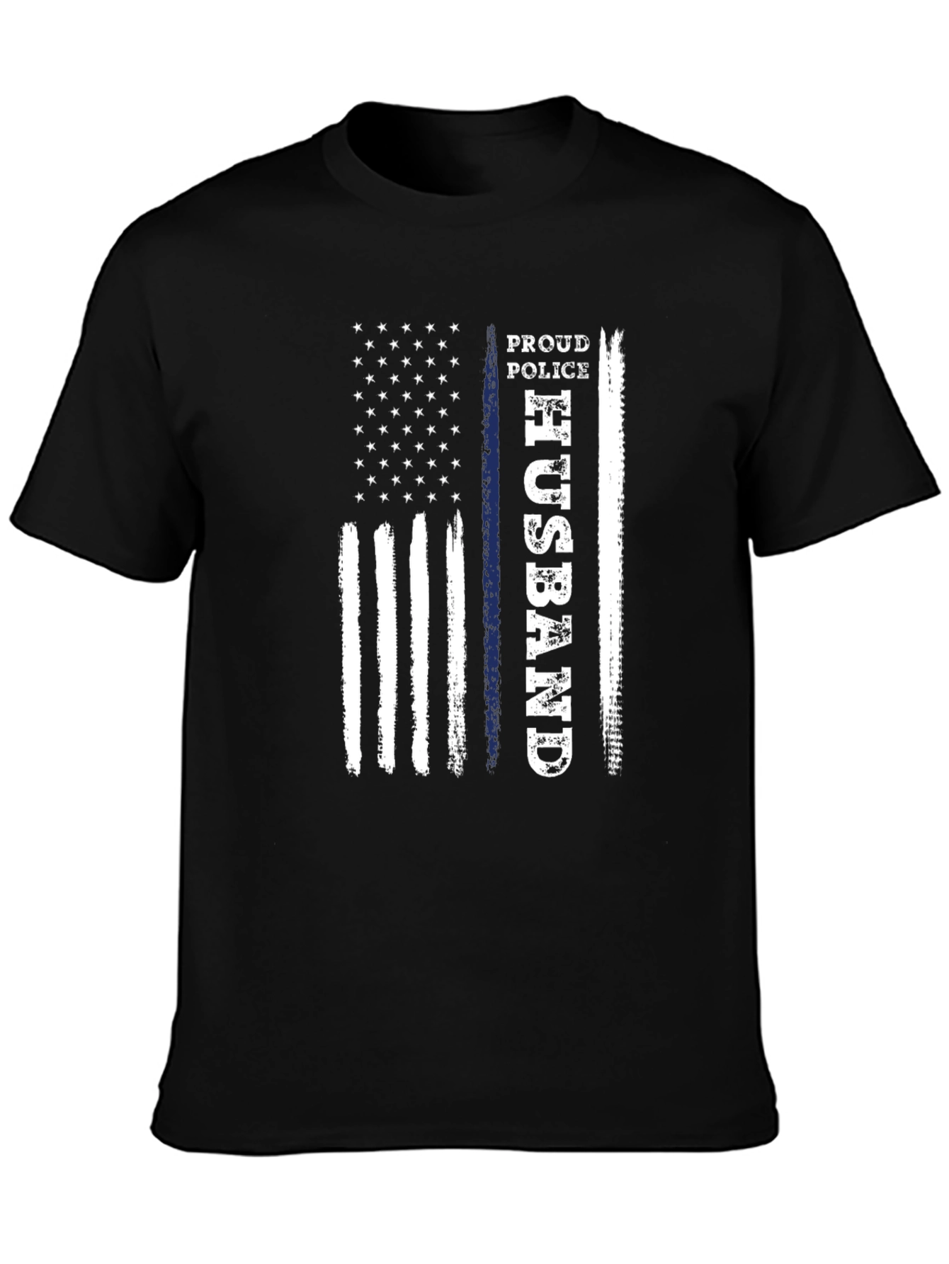 Proud Police Husband American Flag Graphic T-Shirt