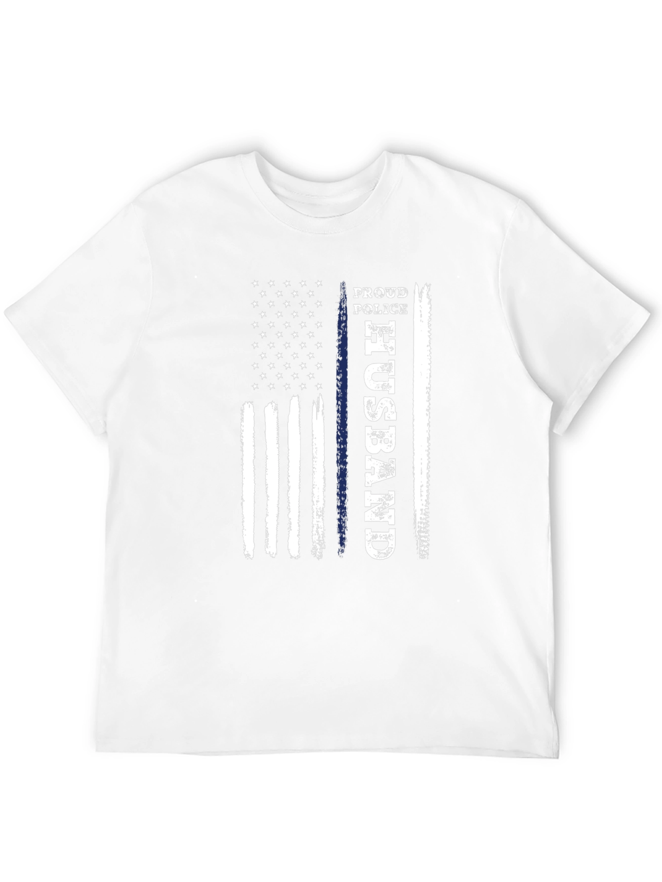 Proud Police Husband American Flag Graphic T-Shirt