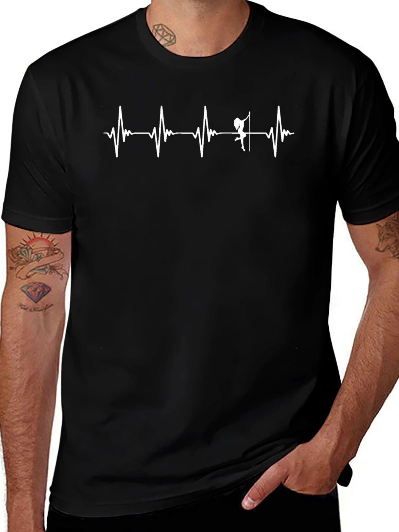 Pole Dance Heartbeat T-Shirt - Black