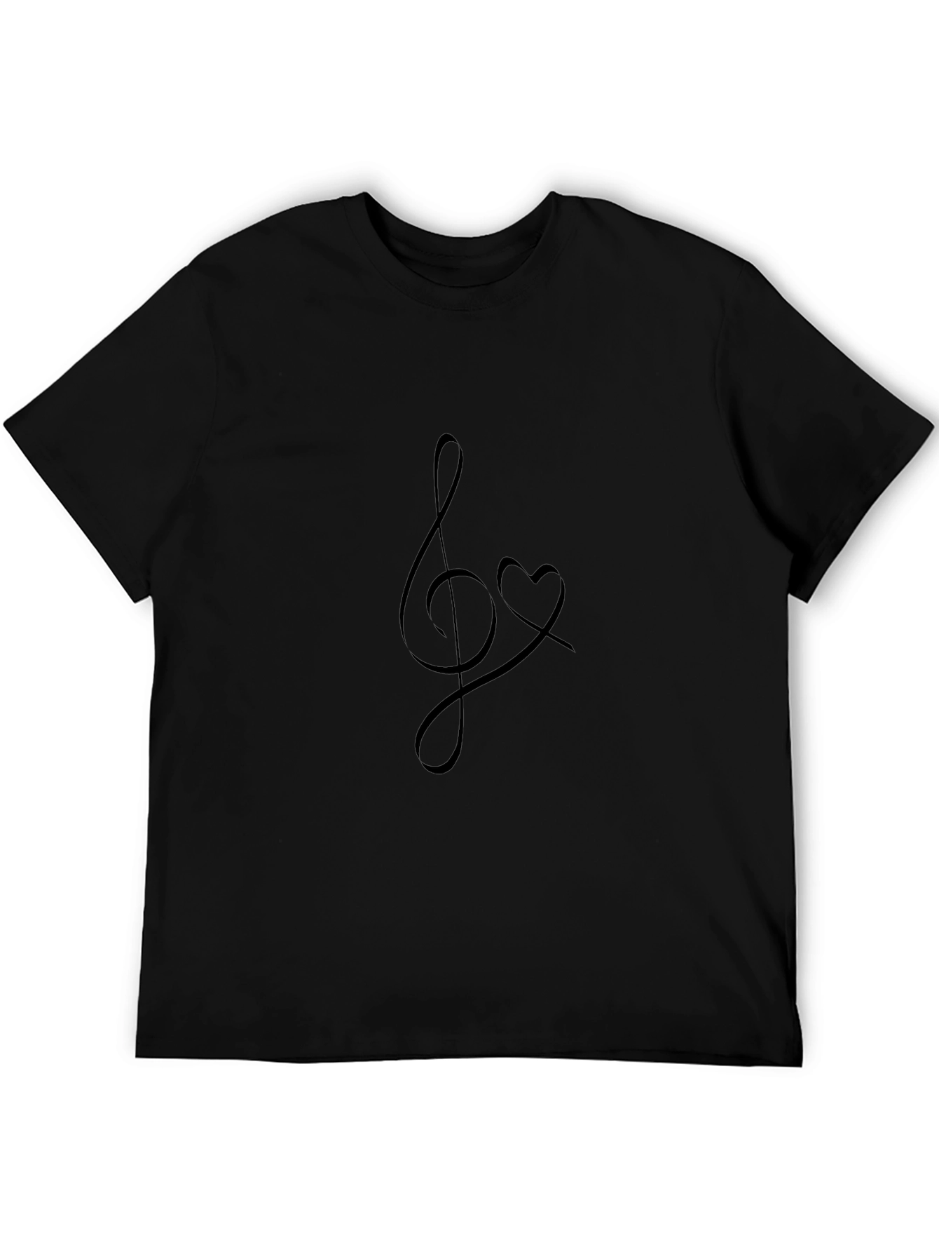 Music Lover Black Tee with Treble Clef Heart