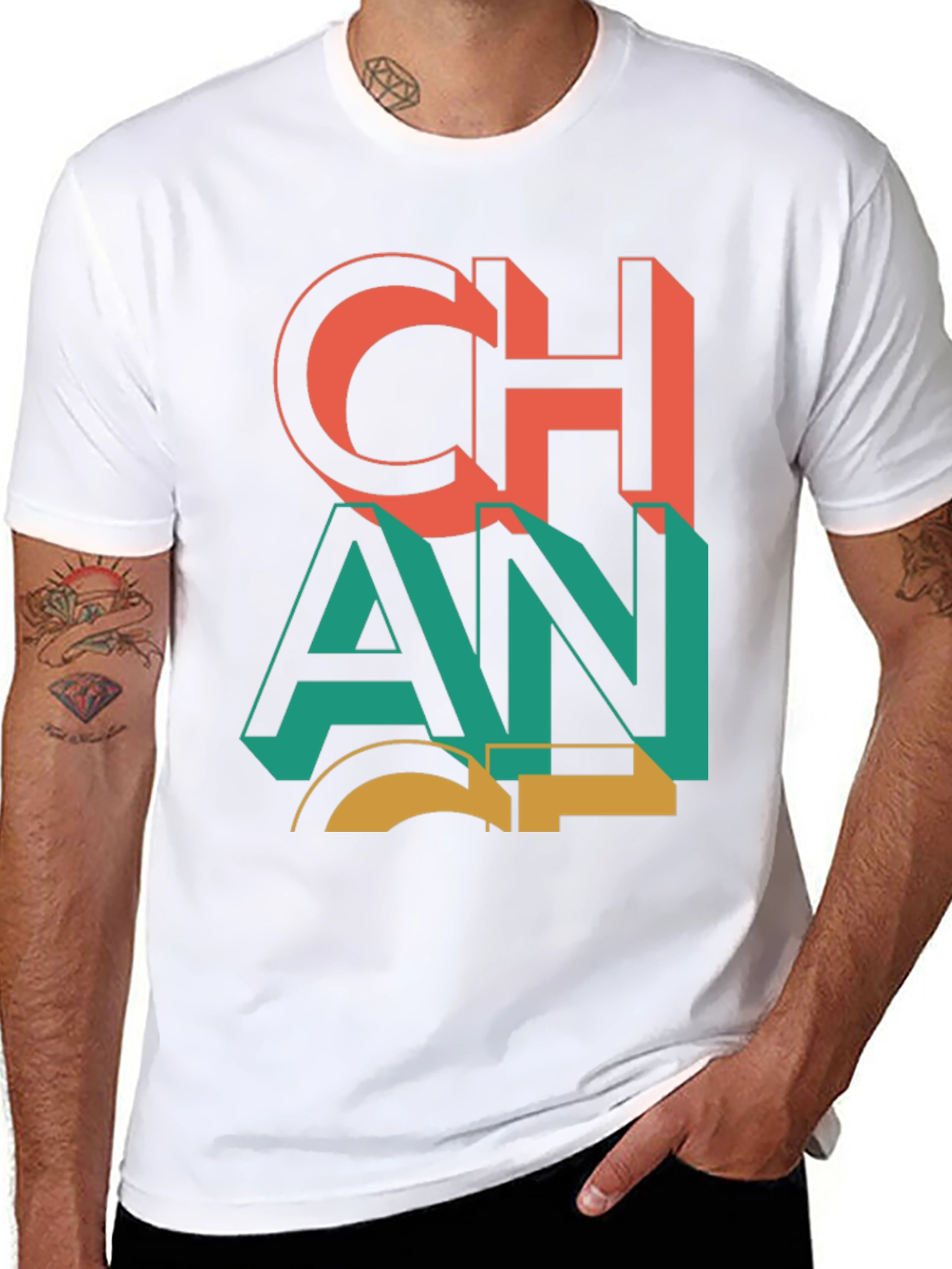 Bold Graphic Print Crew Neck T-Shirt
