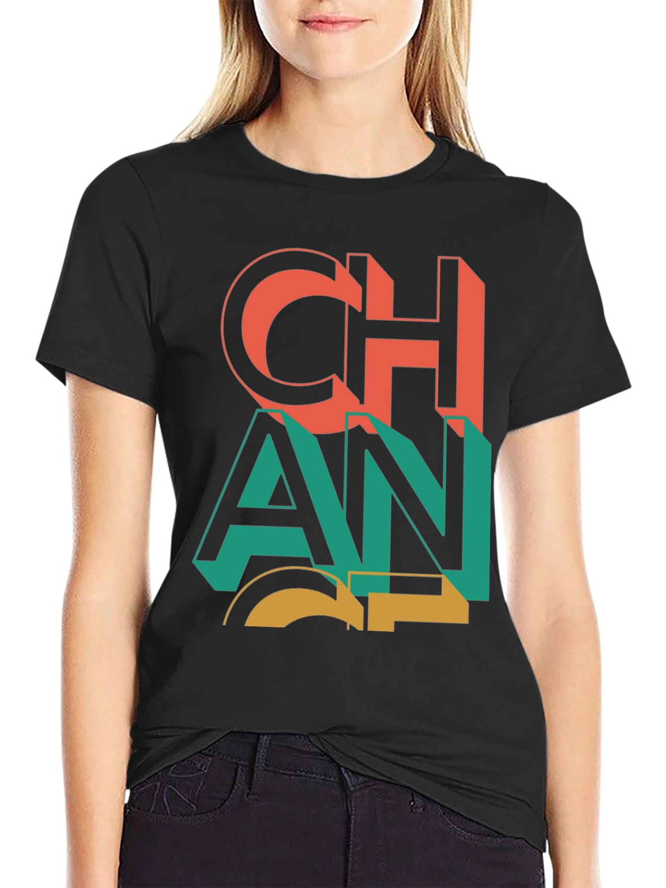 Bold Graphic Print Crew Neck T-Shirt