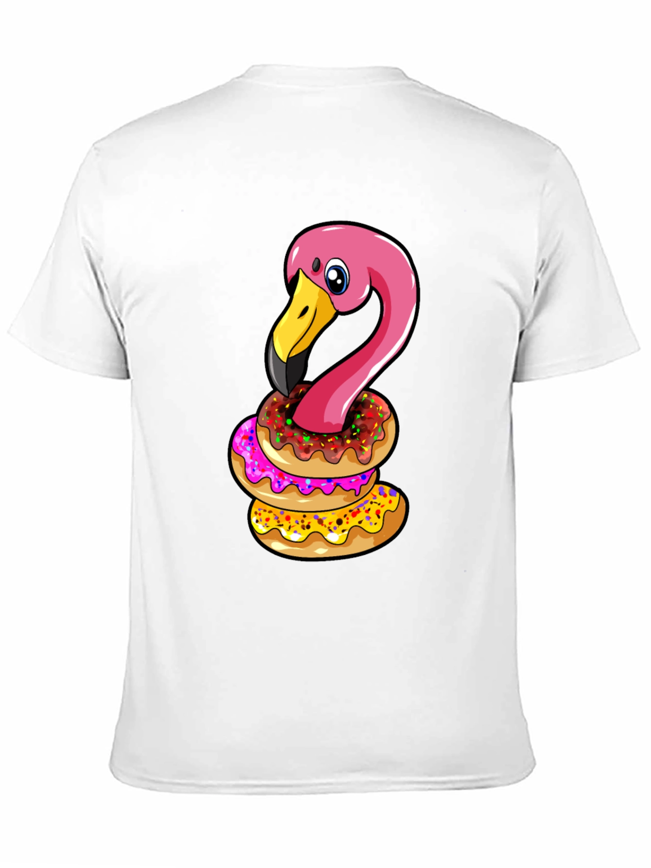 Flamingo Donut Stack T-Shirt - Funny Bird Graphic Tee