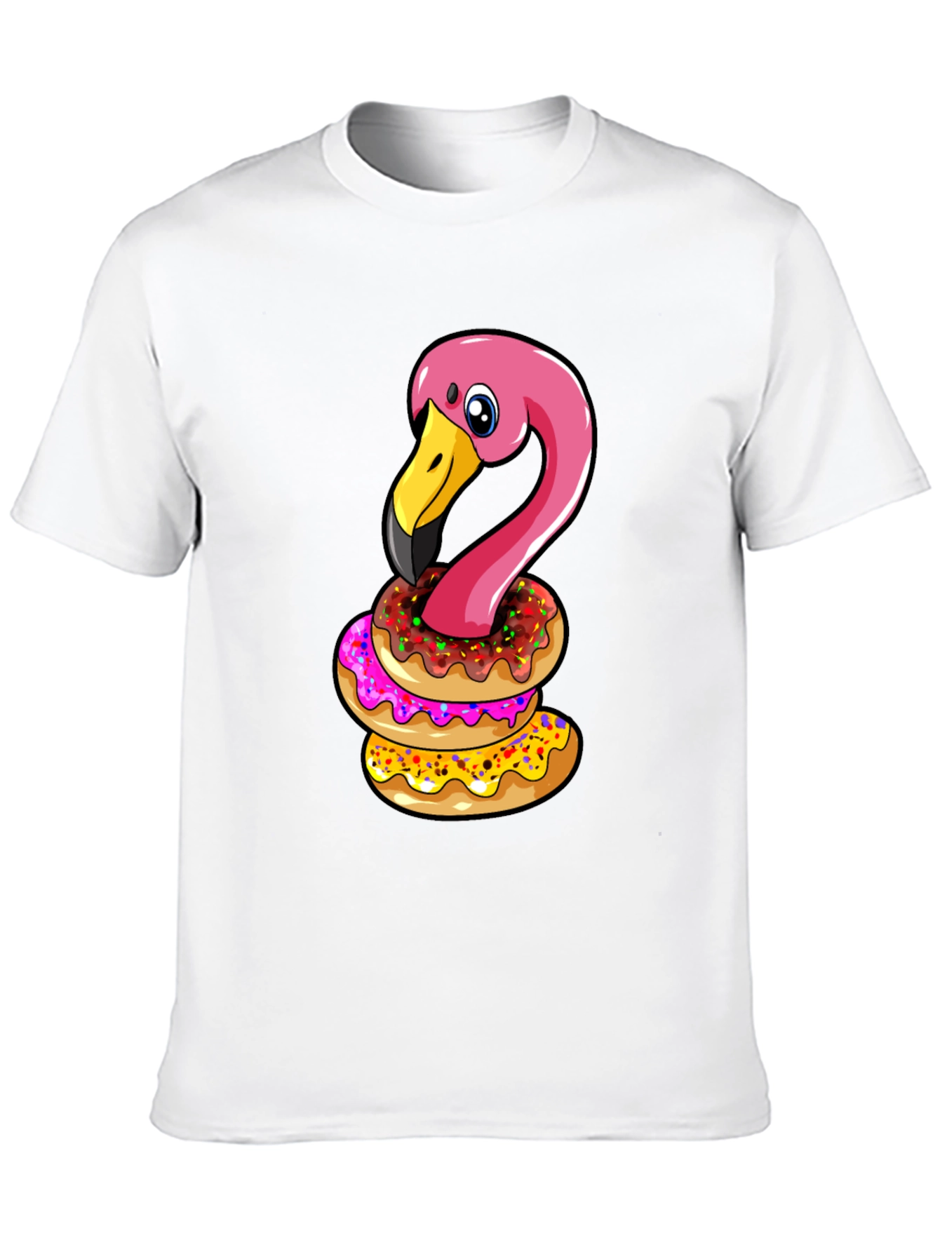 Flamingo Donut Stack T-Shirt - Funny Bird Graphic Tee