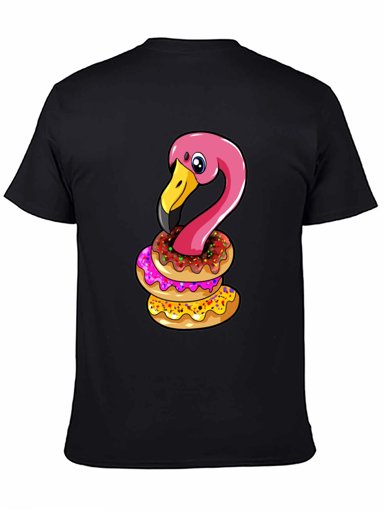 Flamingo Donut Stack T-Shirt - Funny Bird Graphic Tee