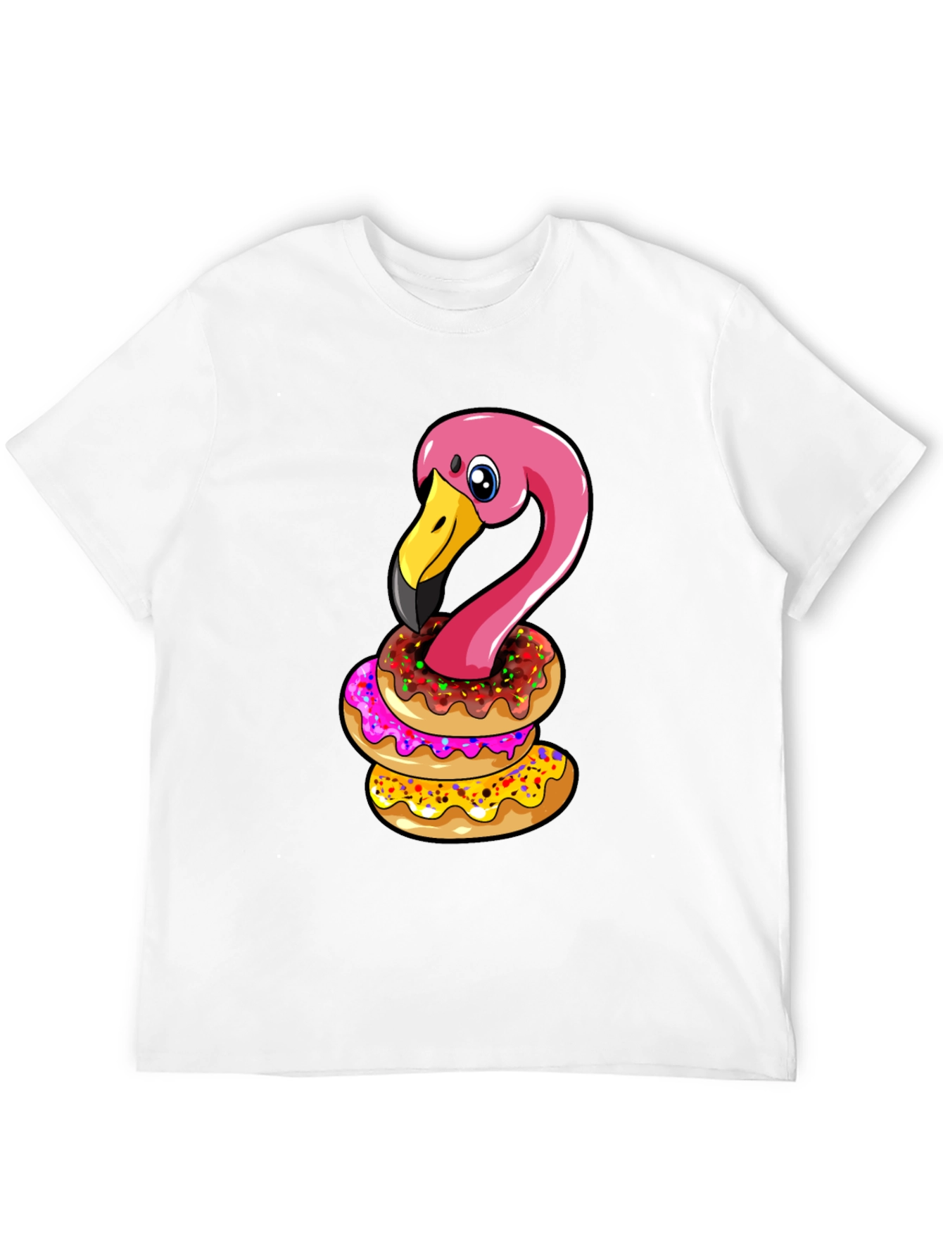 Flamingo Donut Stack T-Shirt - Funny Bird Graphic Tee