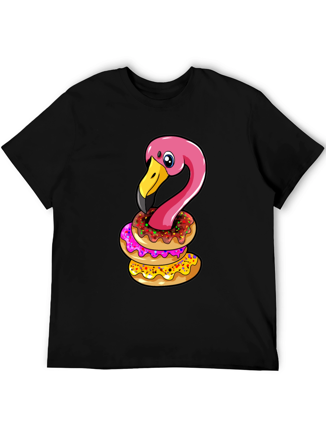 Flamingo Donut Stack T-Shirt - Funny Bird Graphic Tee
