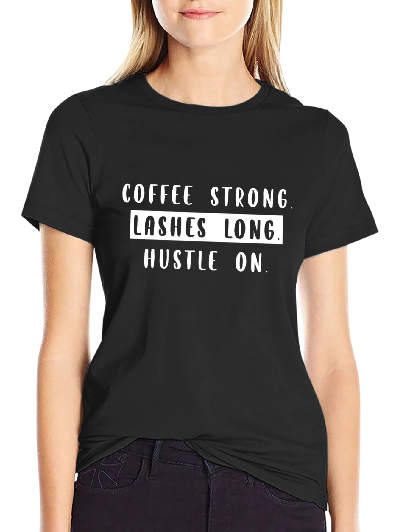 Coffee Strong Lashes Long Graphic Tee