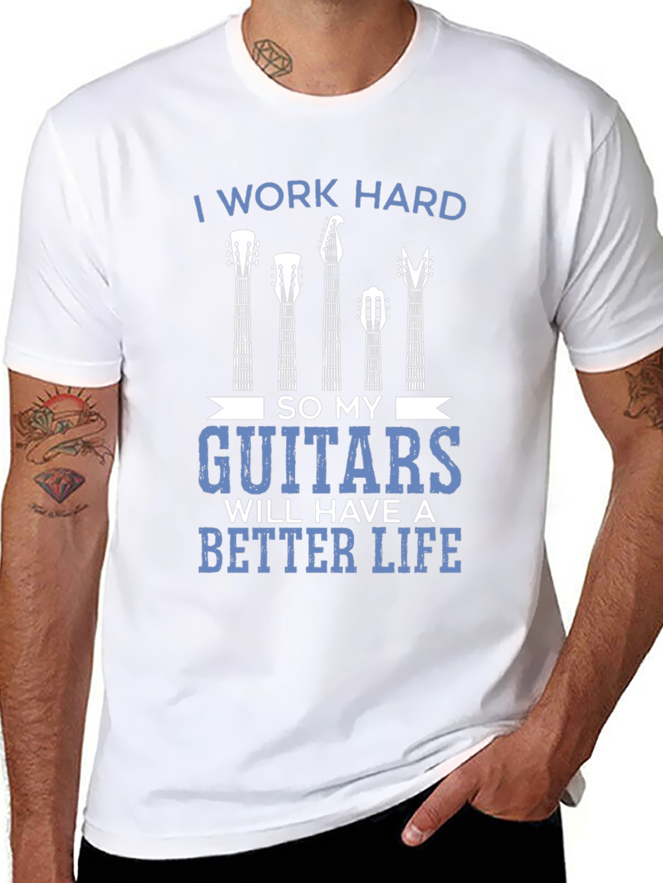 I Work Hard Guitars Graphic Tee