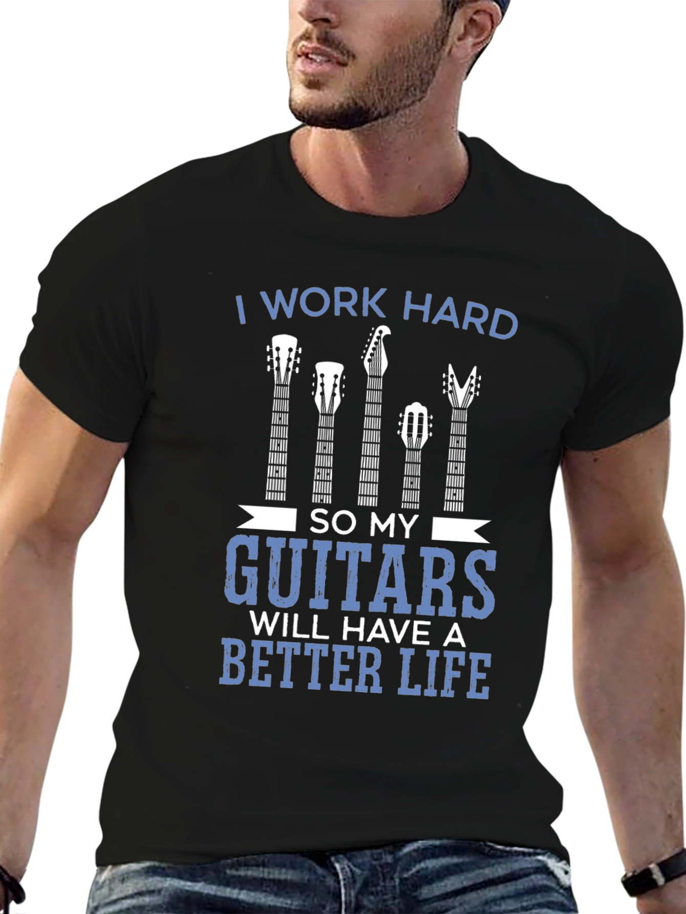 I Work Hard Guitars Graphic Tee