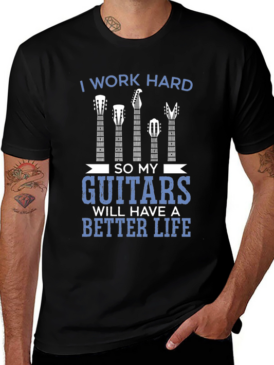 I Work Hard Guitars Graphic Tee
