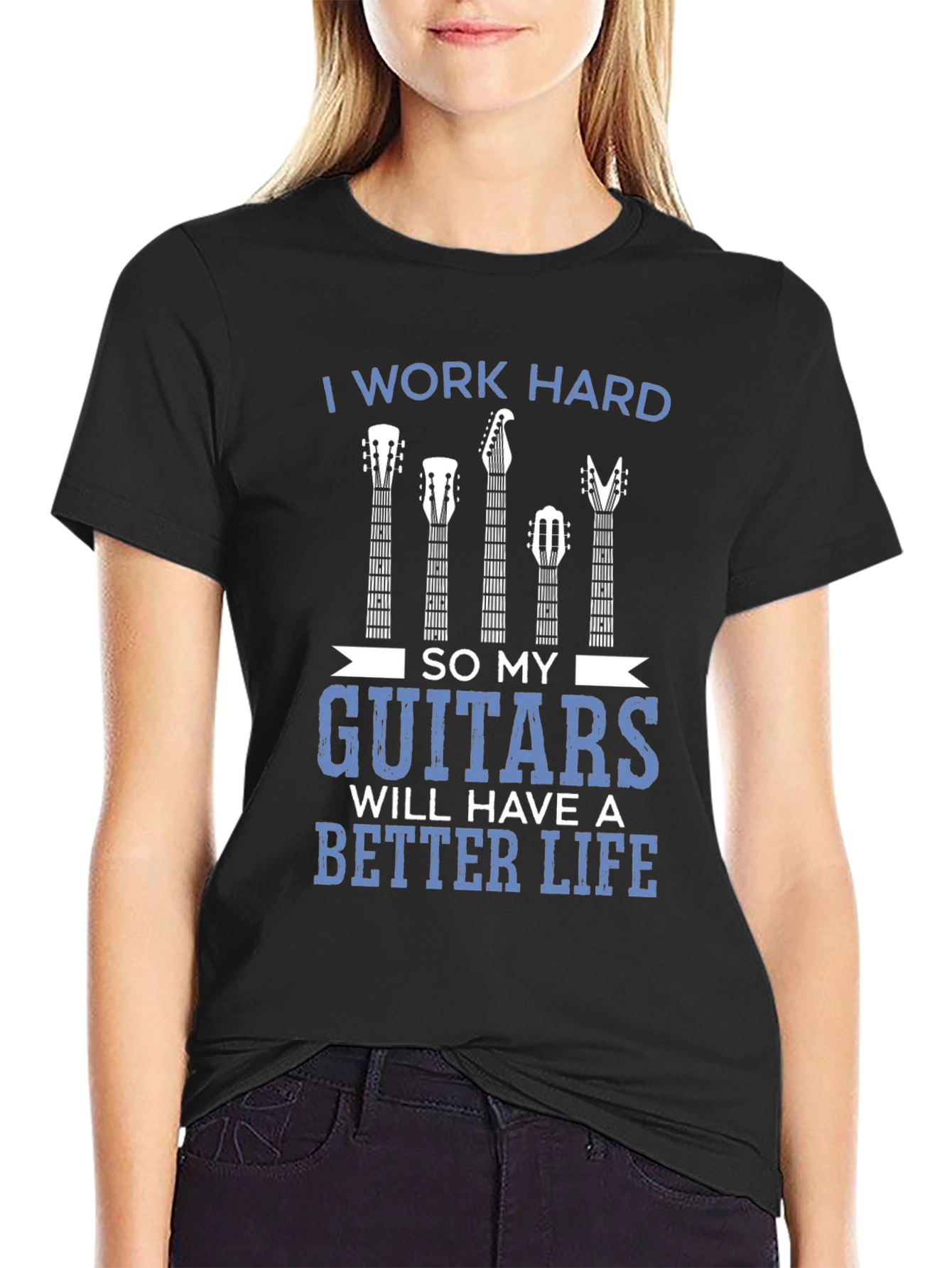 I Work Hard Guitars Graphic Tee