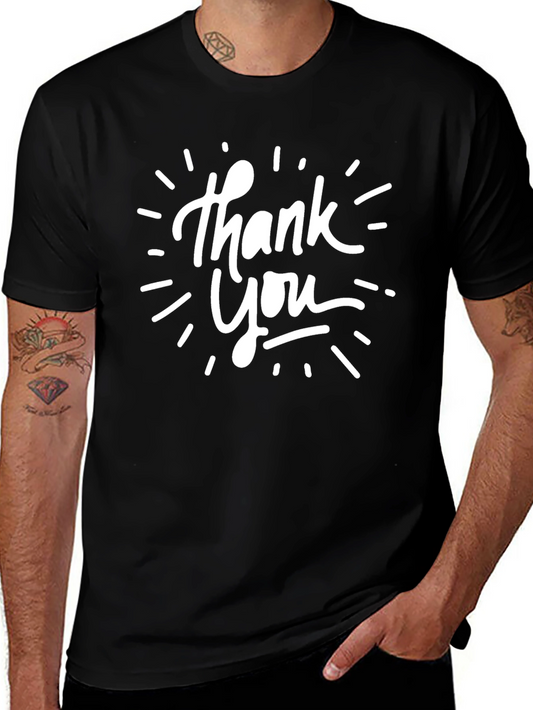 Thank You Graphic Print Black T-Shirt