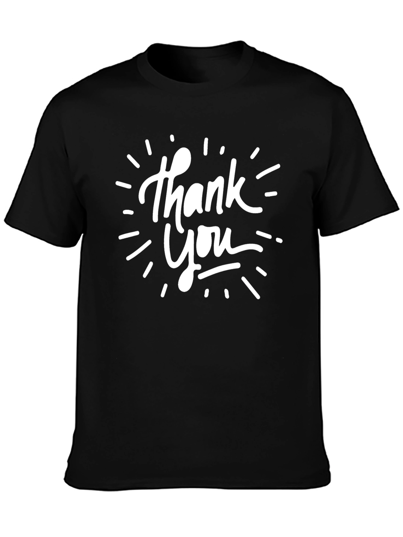 Thank You Graphic Print Black T-Shirt