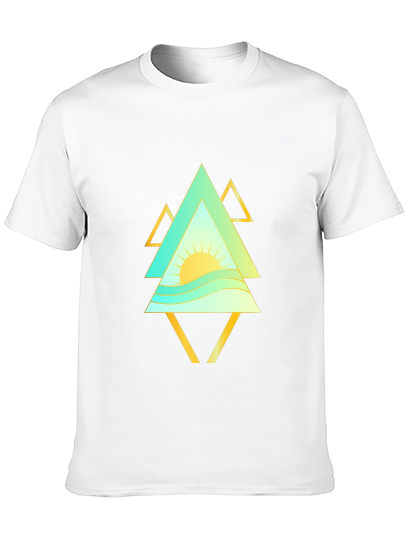 Geometric Sunrise Mens Black T-Shirt