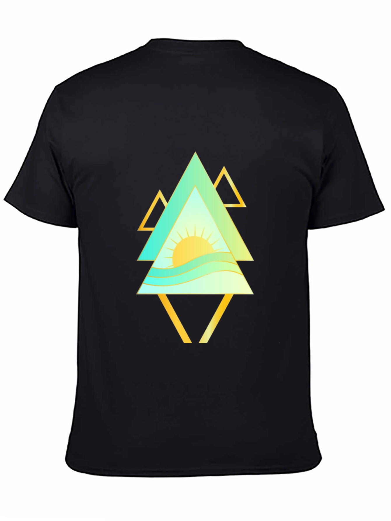 Geometric Sunrise Mens Black T-Shirt