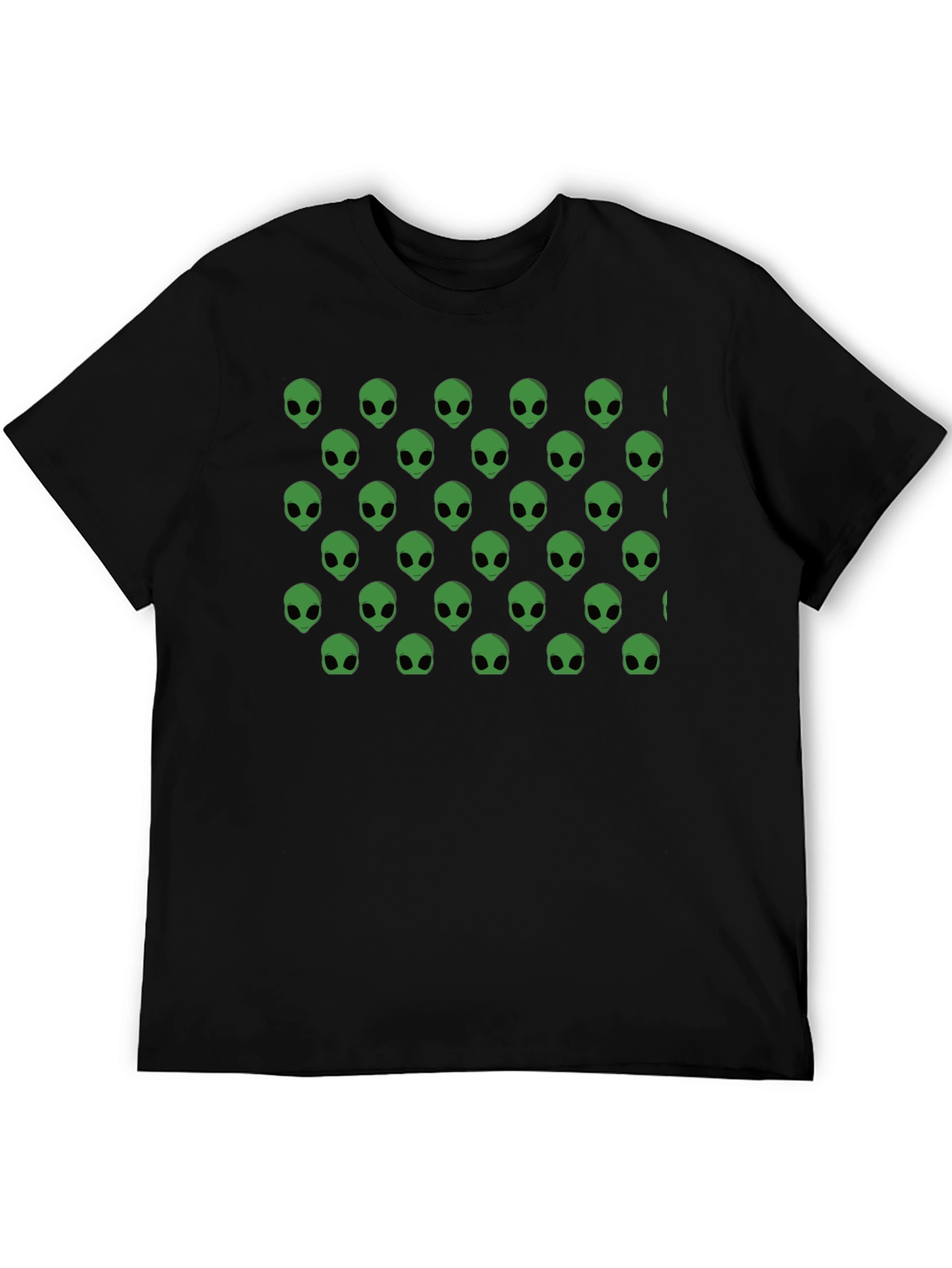 Alien Head Pattern Black T-Shirt