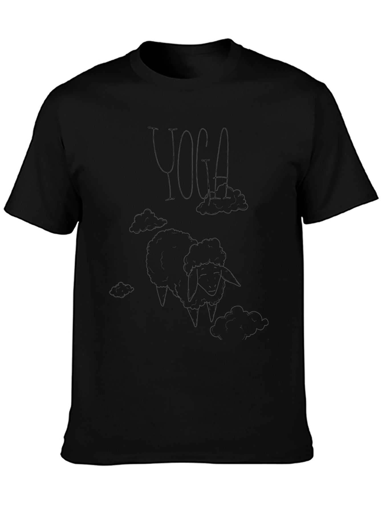 Yoga Sheep T-Shirt - Black Cotton Blend Relaxed Fit