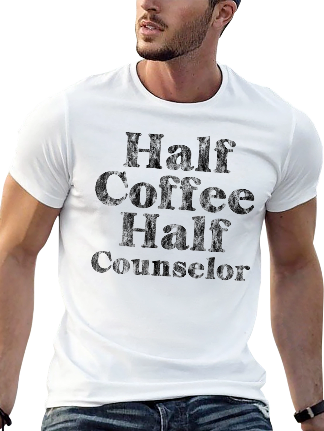 Half Coffee Half Counselor T-Shirt - Black