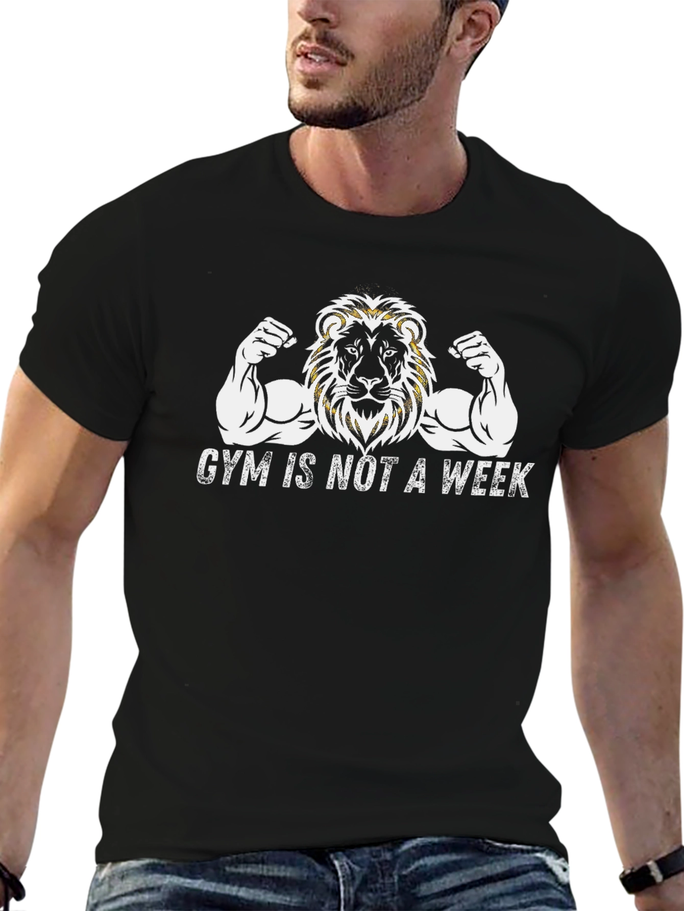 Gym Lion Graphic Tee - Fitness Motivation