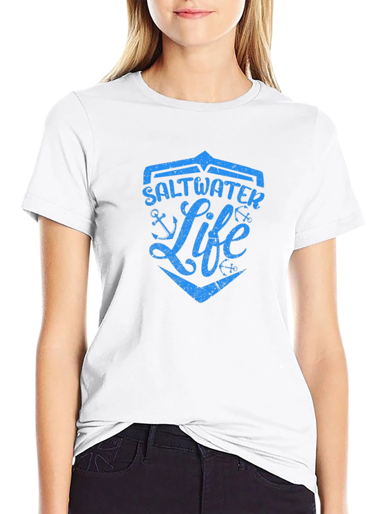 Saltwater Life Graphic Print Black T-Shirt