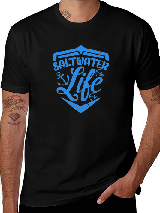 Saltwater Life Graphic Print Black T-Shirt