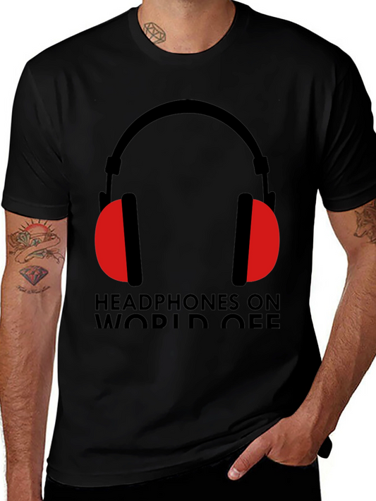 Headphones On World Off Graphic Tee
