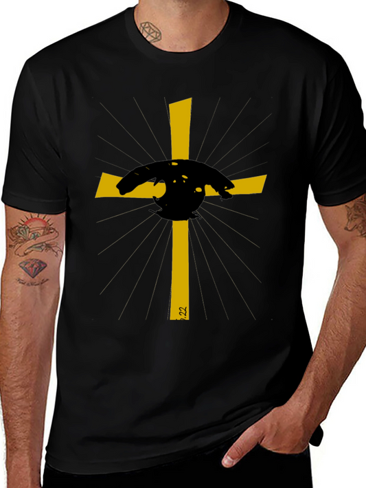 Embroidered Cross Graphic Tee - Stylish Christian Apparel