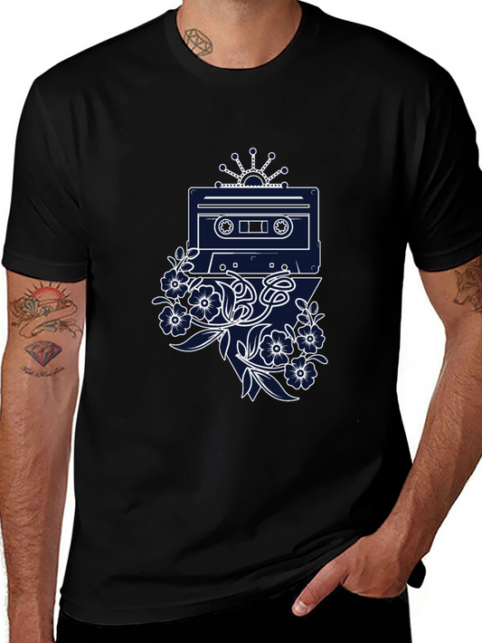 Retro Cassette Tape Floral Graphic Tee