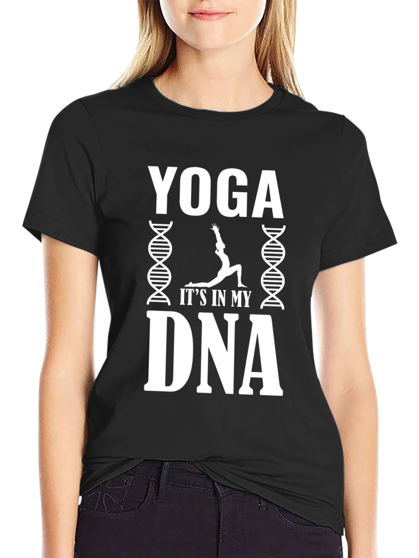 Yoga Its in My DNA Graphic Black T-Shirt