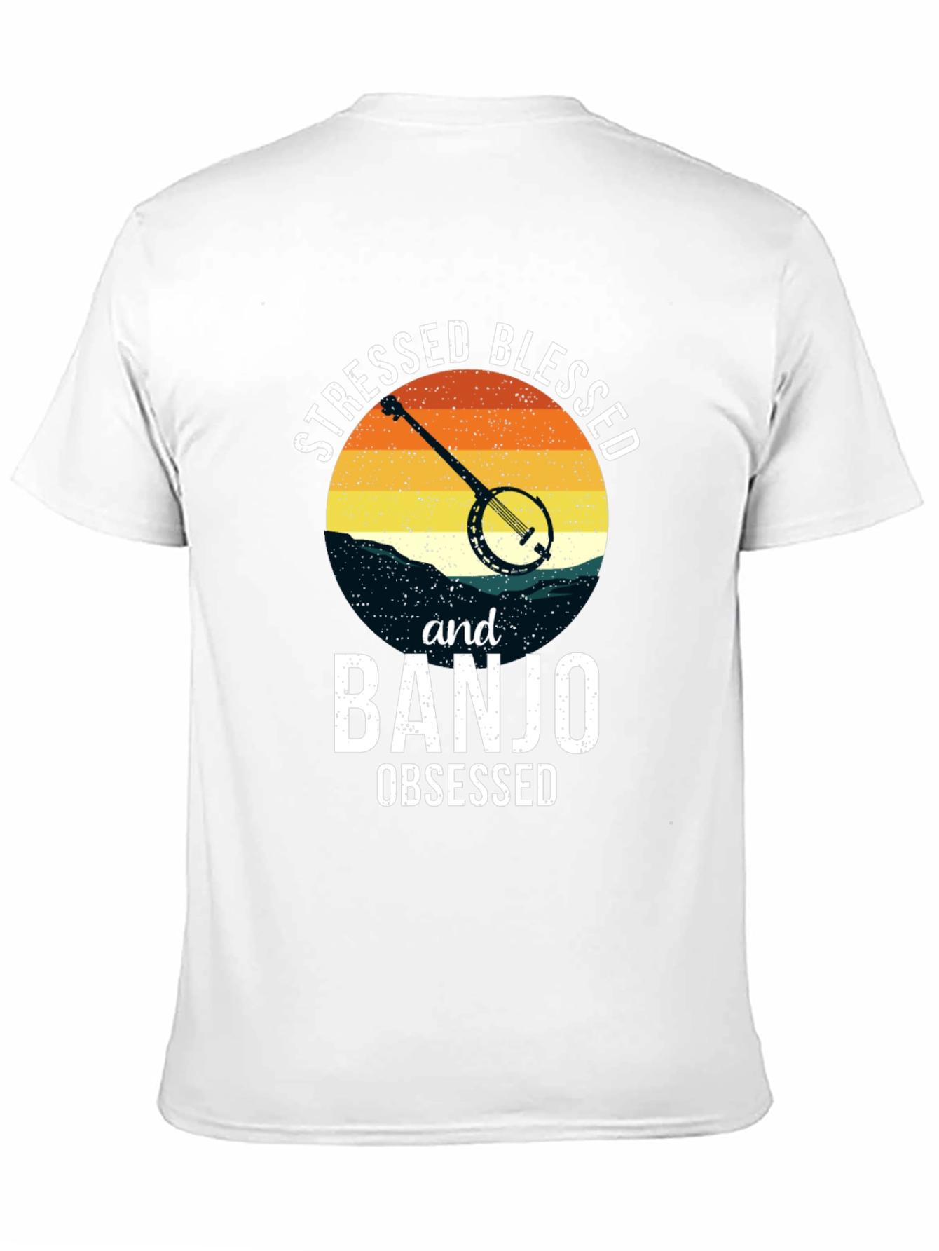 Stressed Blessed Banjo Obsessed Black Tee
