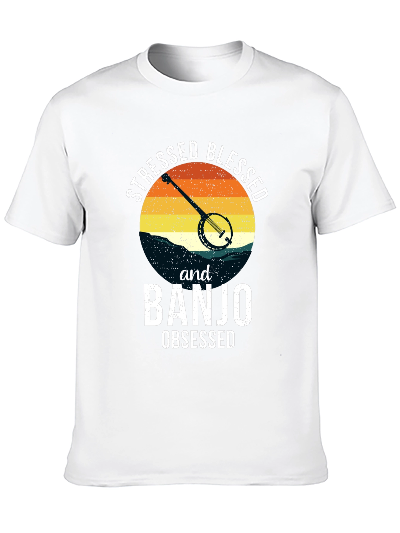Stressed Blessed Banjo Obsessed Black Tee