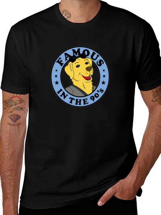 90s Dog Cartoon Graphic Tee - Black