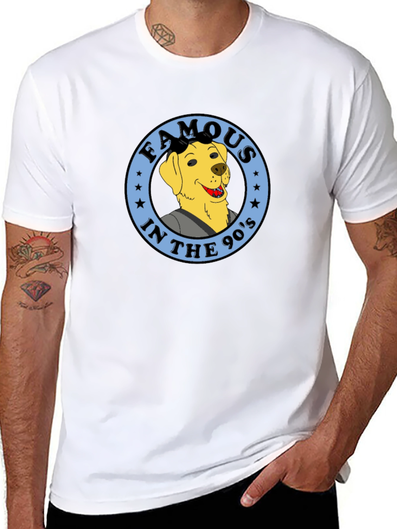 90s Dog Cartoon Graphic Tee - Black