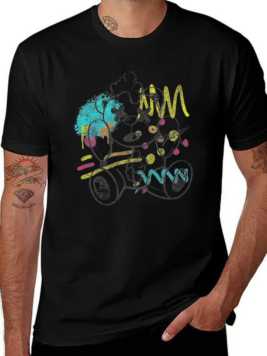 Funky Retro Teddy Bear Black T-Shirt