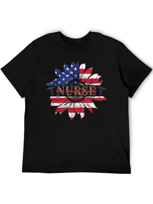 American Flag Nurse Sunflower T-Shirt
