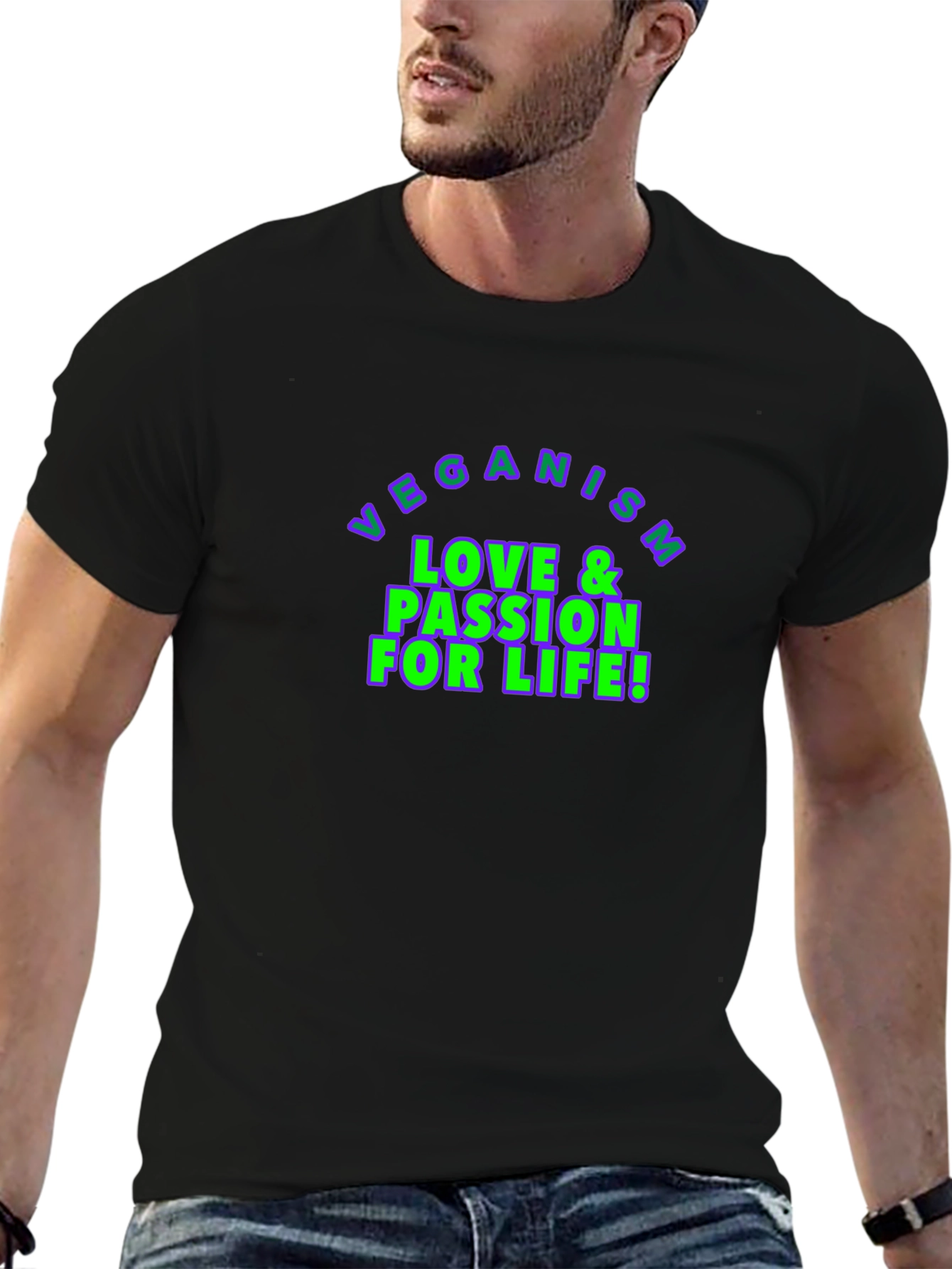 Veganism Love & Passion for Life Black T-Shirt