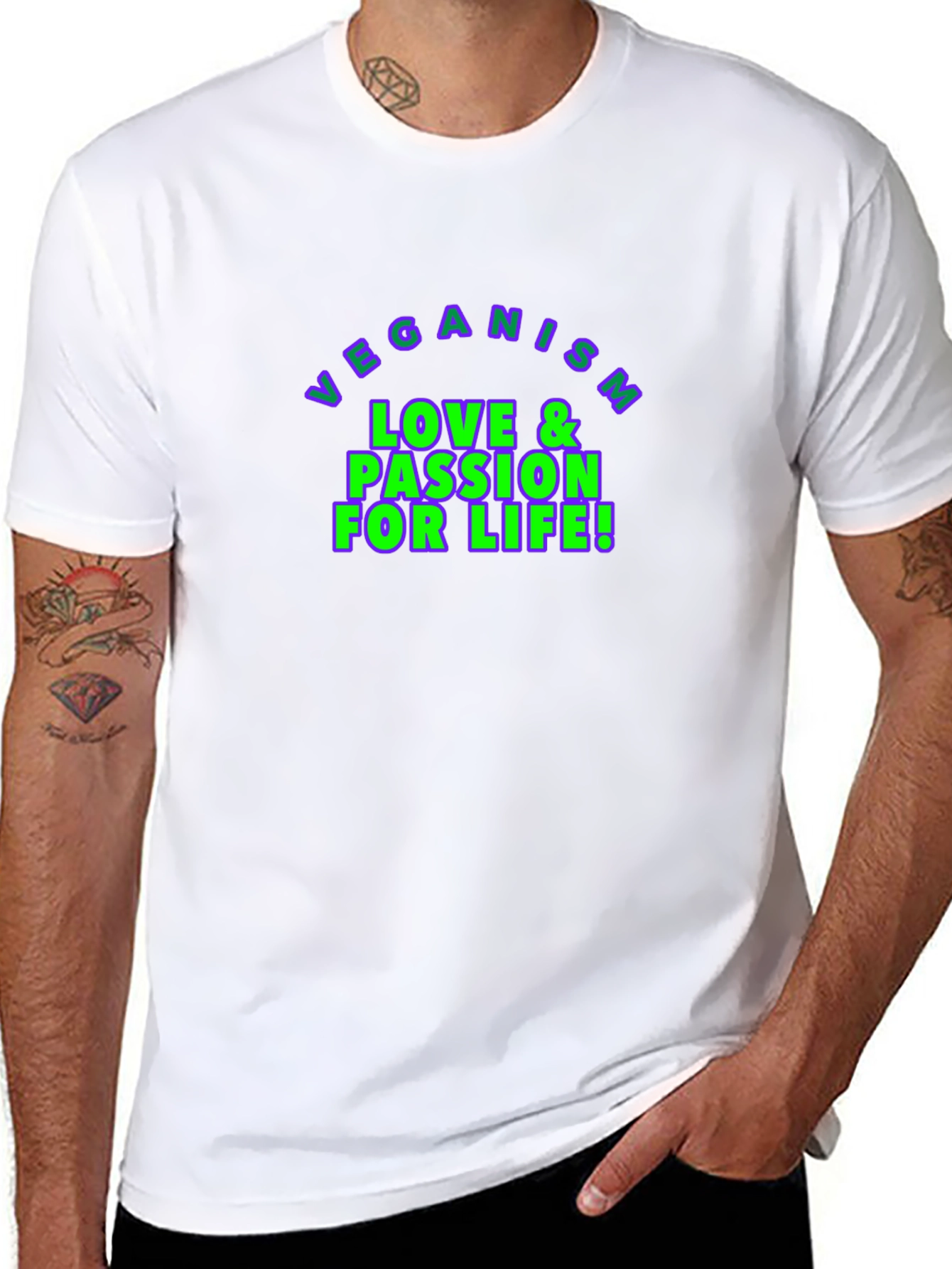 Veganism Love & Passion for Life Black T-Shirt