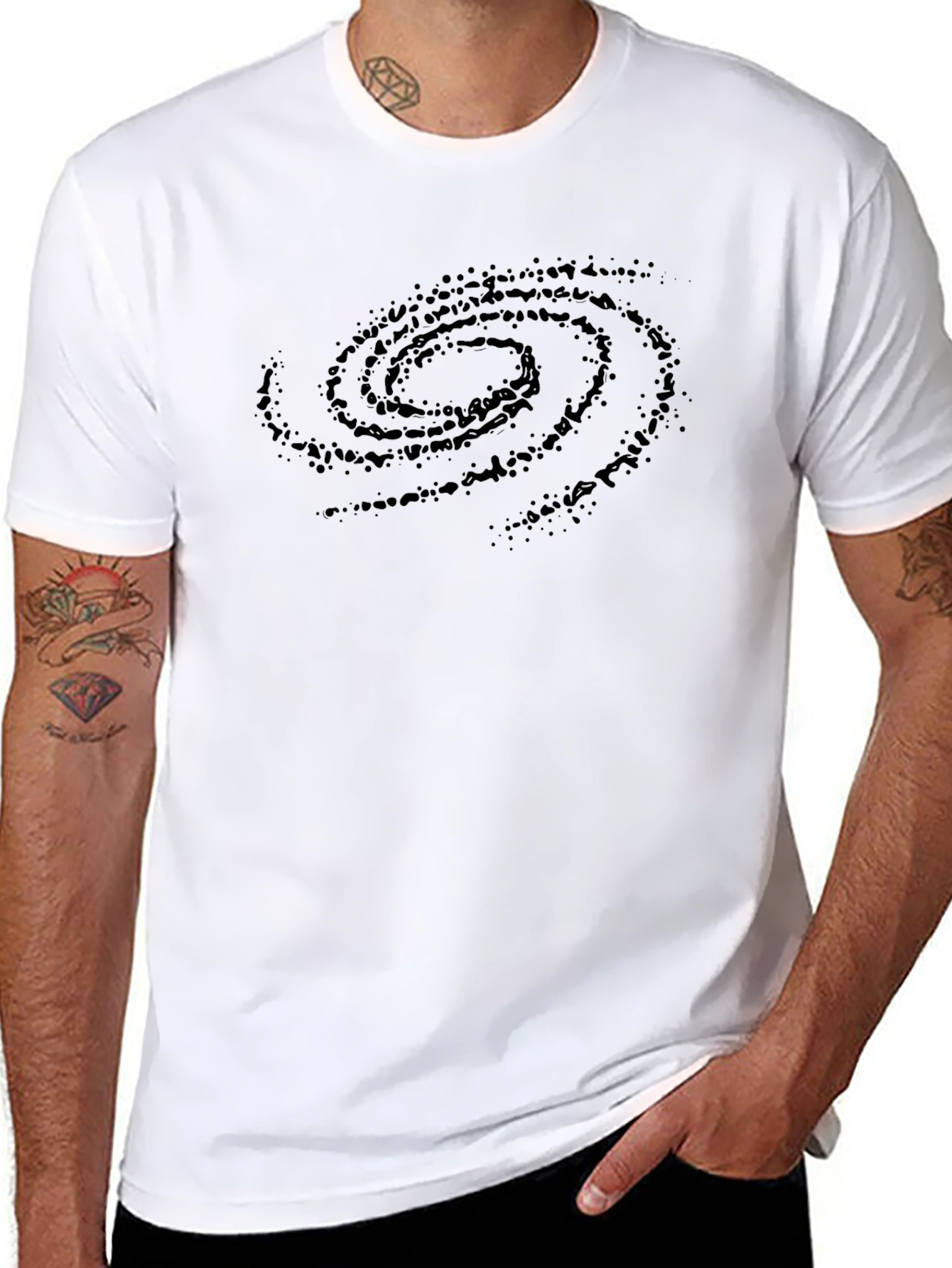Galaxy Spiral Graphic Print T-Shirt - Black