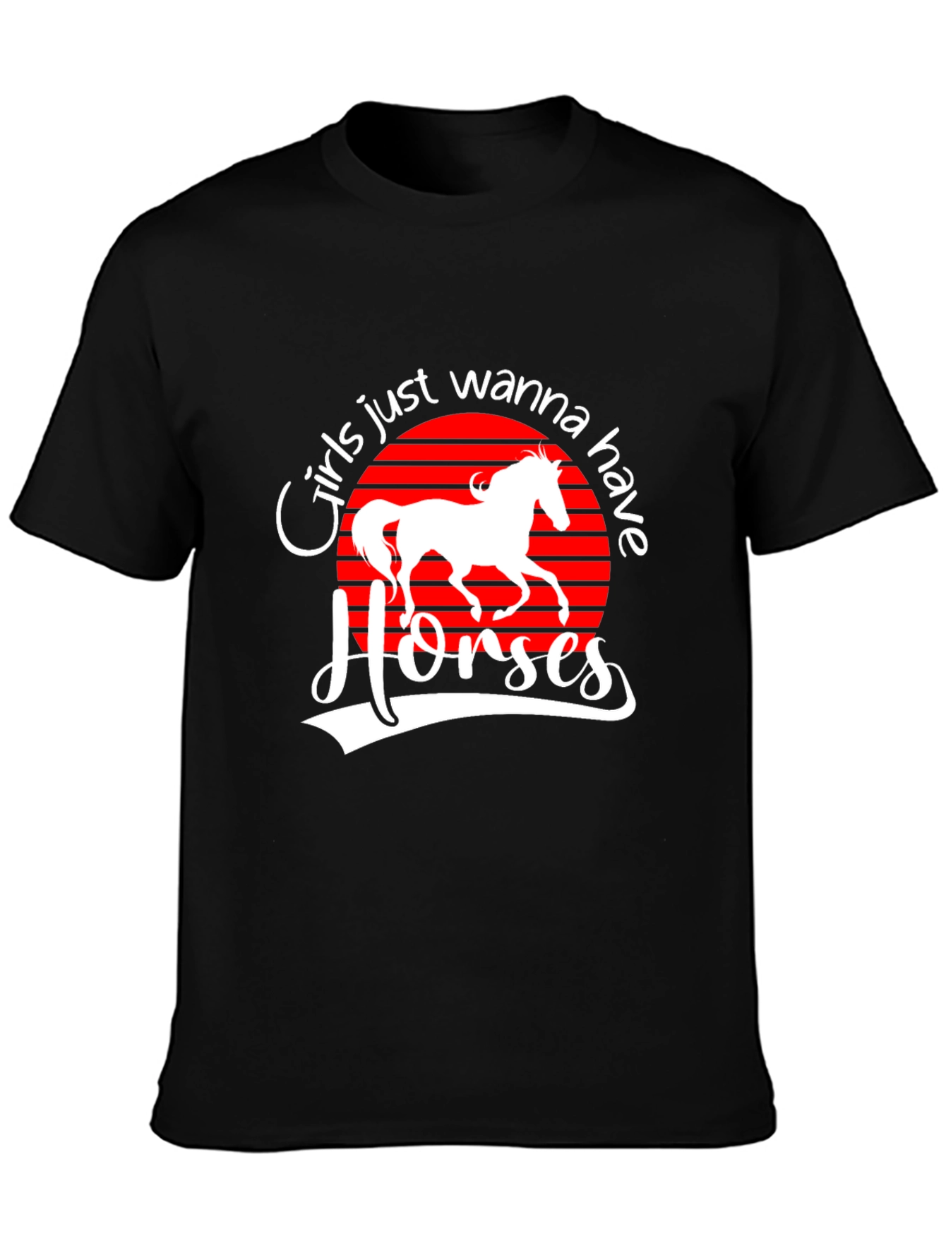 Girls Just Wanna Have Horses Black T-Shirt