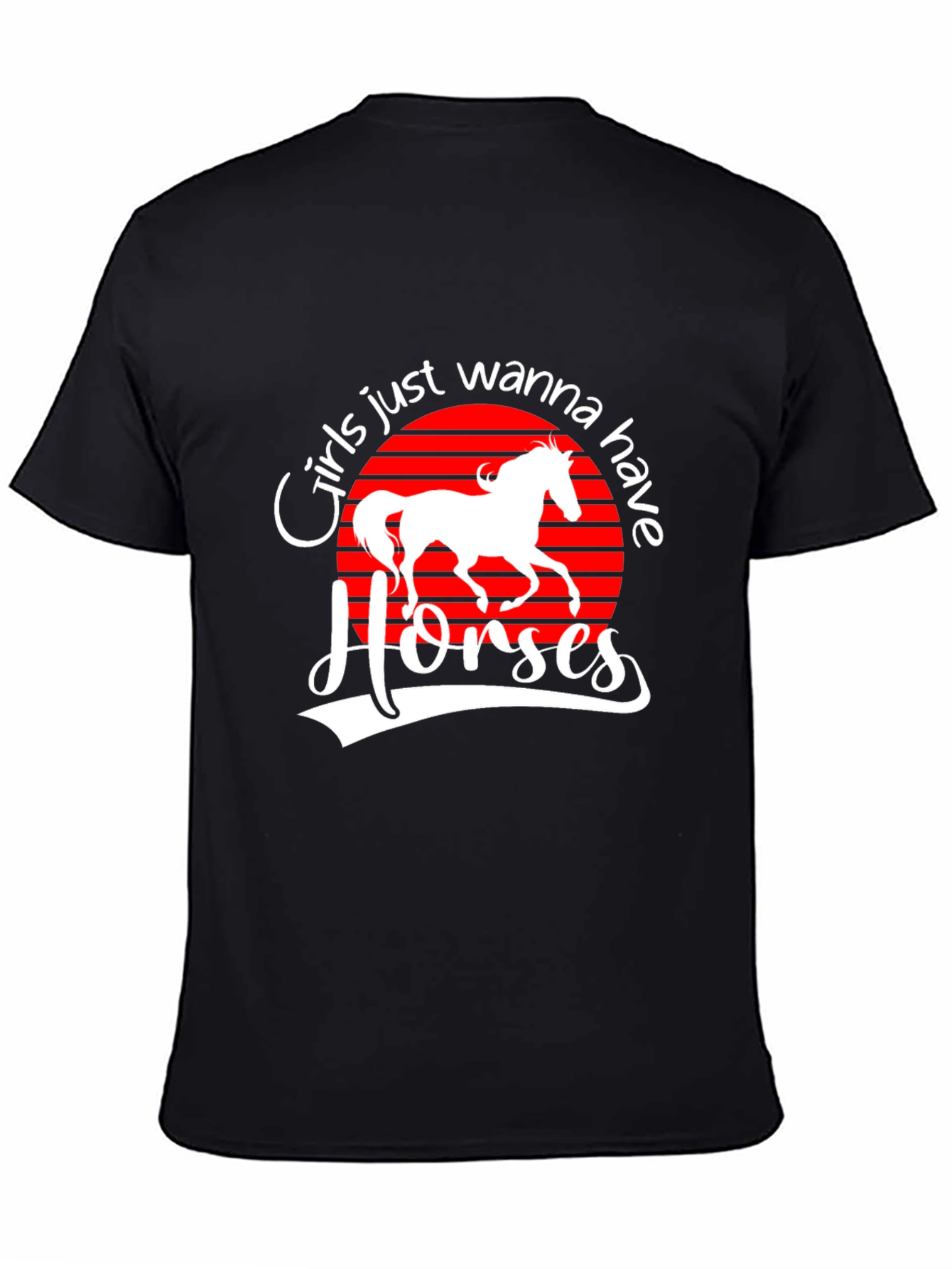 Girls Just Wanna Have Horses Black T-Shirt