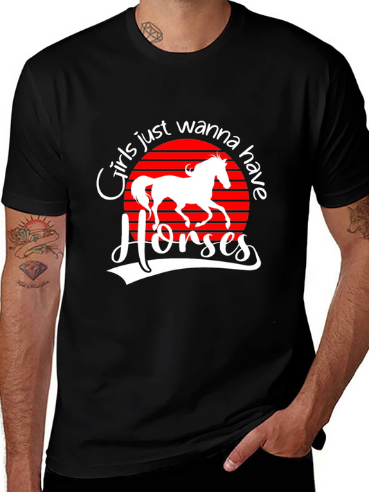 Girls Just Wanna Have Horses Black T-Shirt