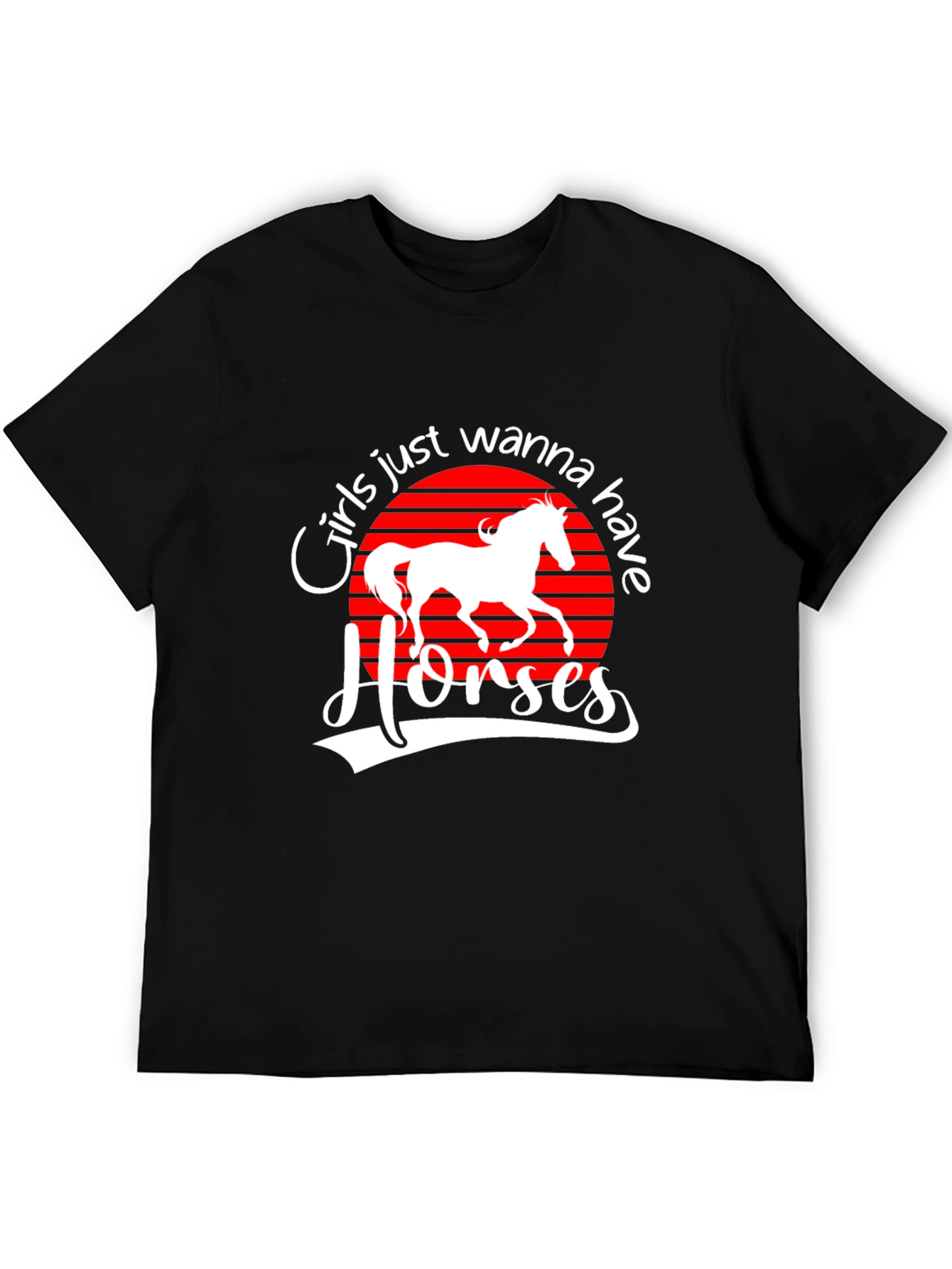 Girls Just Wanna Have Horses Black T-Shirt
