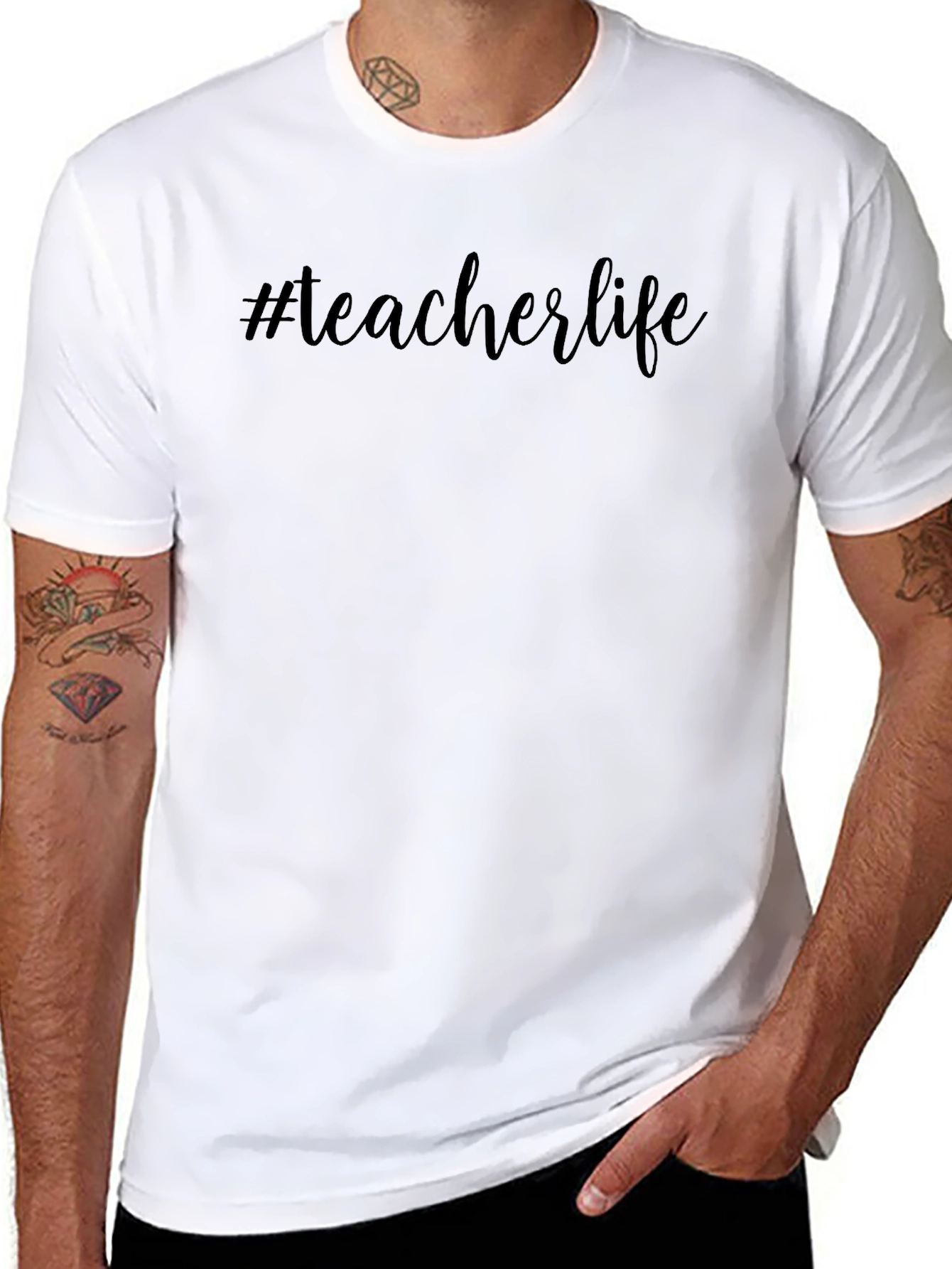 #Teacherlife Black Graphic T-Shirt Casual Cotton Tee