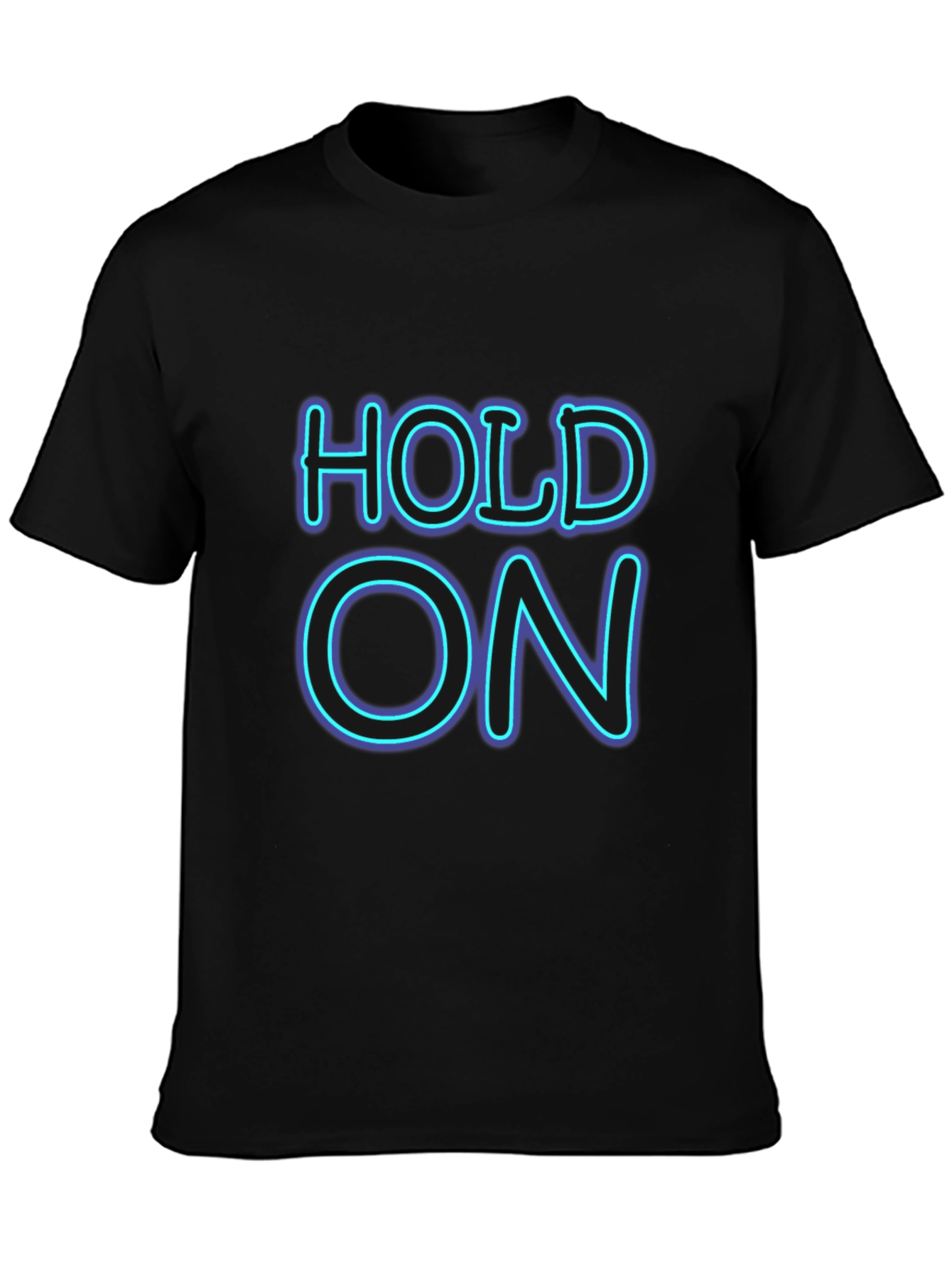 Neon HOLD ON Graphic Black T-Shirt