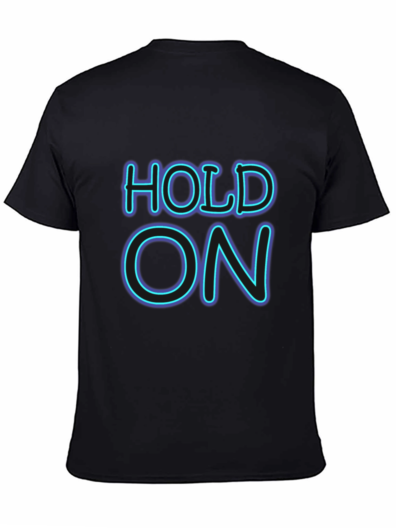 Neon HOLD ON Graphic Black T-Shirt
