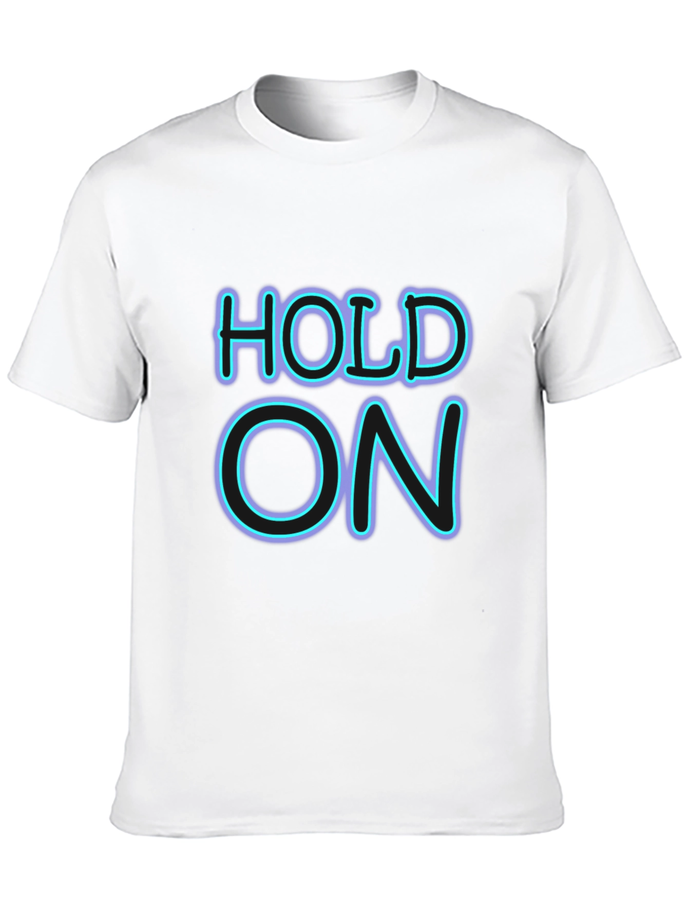 Neon HOLD ON Graphic Black T-Shirt